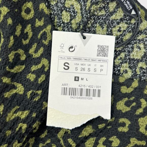 Zara Textured Leopard Print Ruffle Mini Dress Size Small NEW - Picture 4 of 8